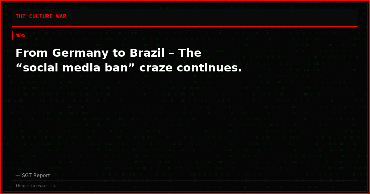 From Germany to Brazil – The “social media ban” craze continues.
