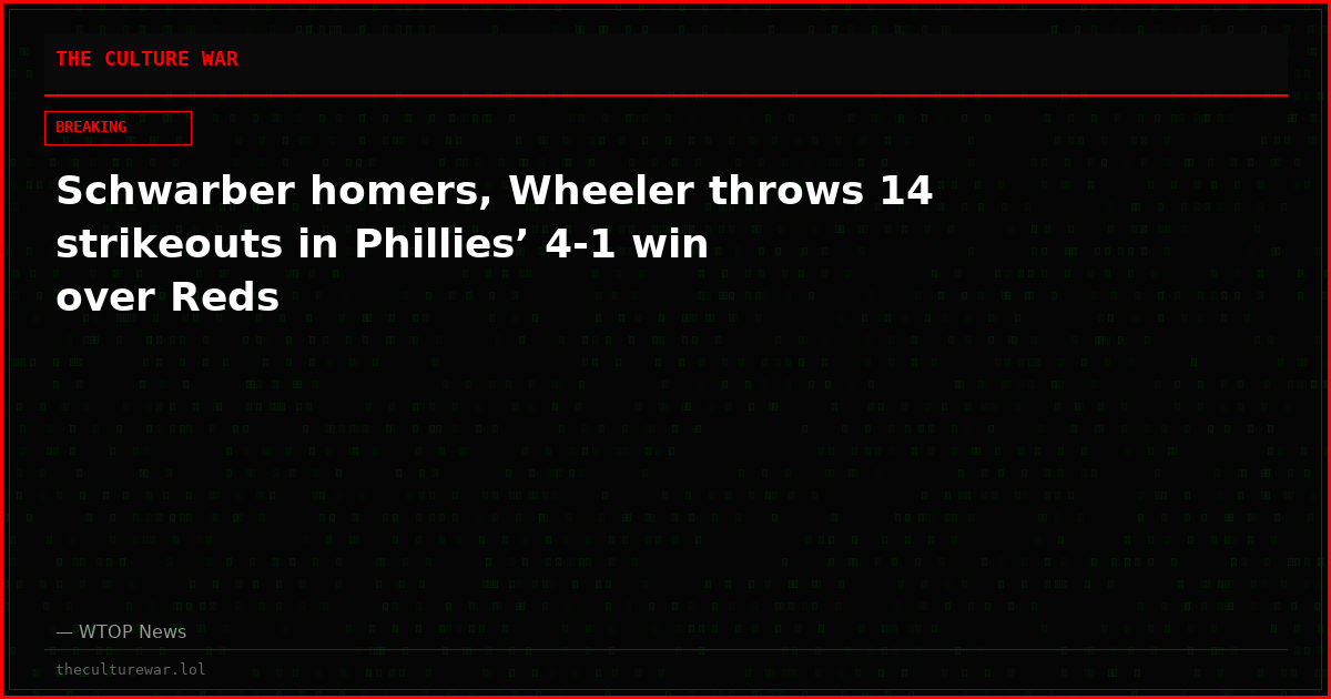 Schwarber homers, Wheeler throws 14 strikeouts in Phillies’ 4-1 win over Reds