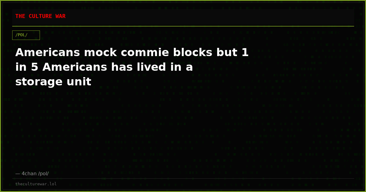 Americans mock commie blocks but 1 in 5 Americans has lived in a storage unit