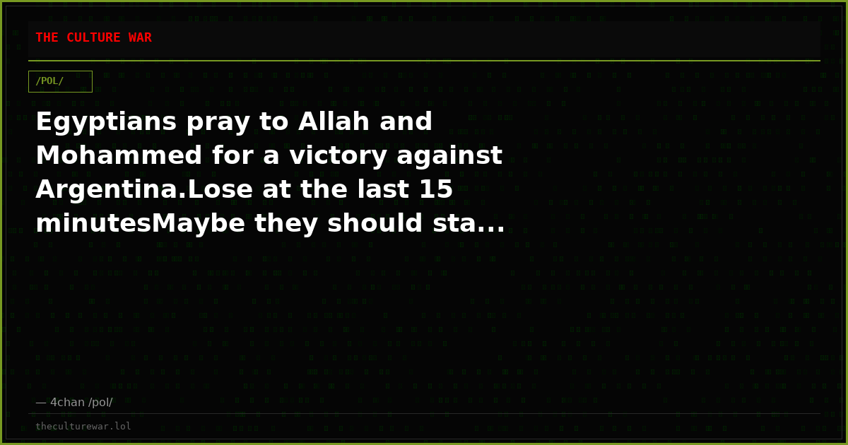 Egyptians pray to Allah and Mohammed for a victory against Argentina.Lose at the last 15 minutesMaybe they should sta...