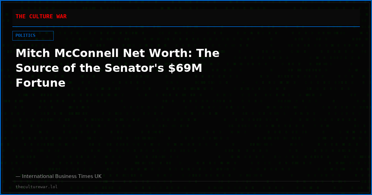 Mitch McConnell Net Worth: The Source of the Senator's $69M Fortune