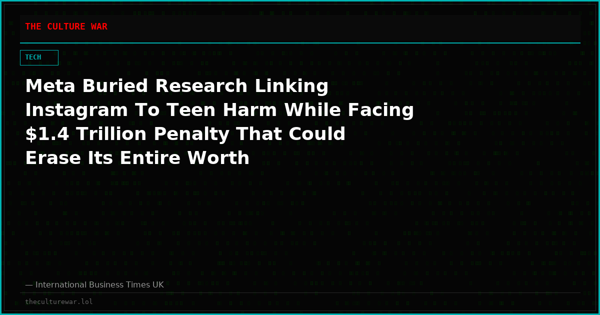 Meta Buried Research Linking Instagram To Teen Harm While Facing $1.4 Trillion Penalty That Could Erase Its Entire Worth