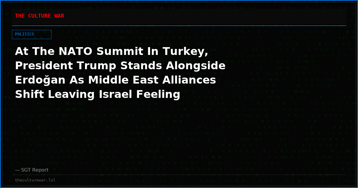 At The NATO Summit In Turkey, President Trump Stands Alongside Erdoğan As Middle East Alliances Shift Leaving Israel Feeling Isolated And Alone