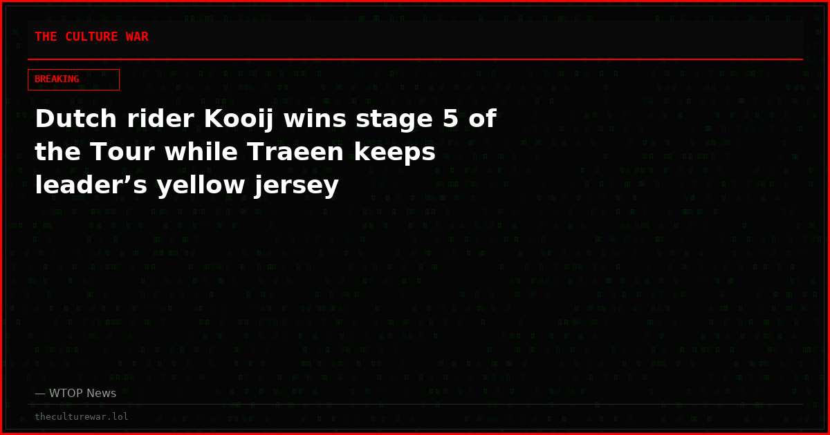 Dutch rider Kooij wins stage 5 of the Tour while Traeen keeps leader’s yellow jersey
