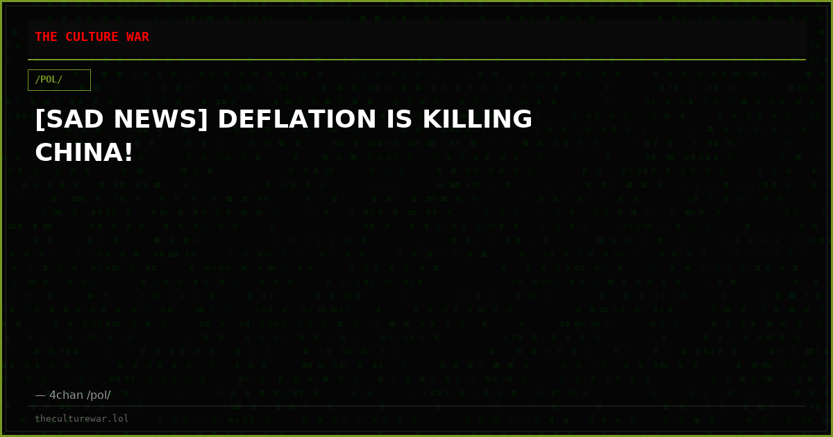 [SAD NEWS] DEFLATION IS KILLING CHINA!