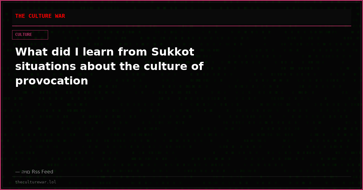 What did I learn from Sukkot situations about the culture of provocation