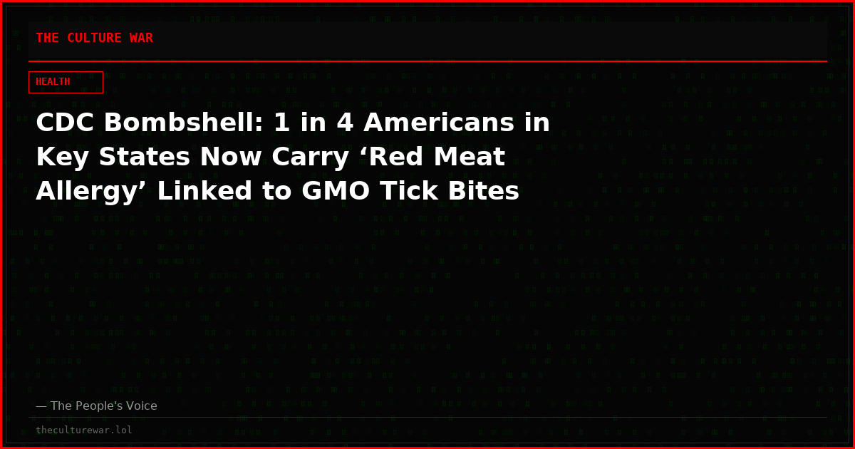 CDC Bombshell: 1 in 4 Americans in Key States Now Carry ‘Red Meat Allergy’ Linked to GMO Tick Bites