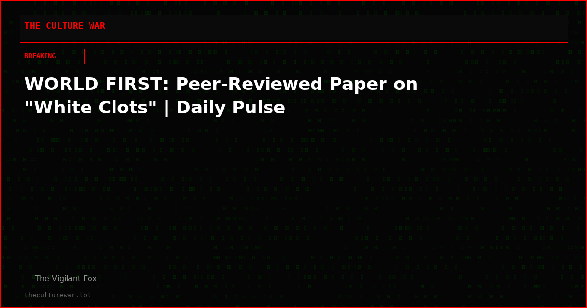WORLD FIRST: Peer-Reviewed Paper on "White Clots" | Daily Pulse