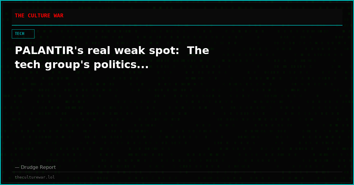 PALANTIR's real weak spot:  The tech group's politics...