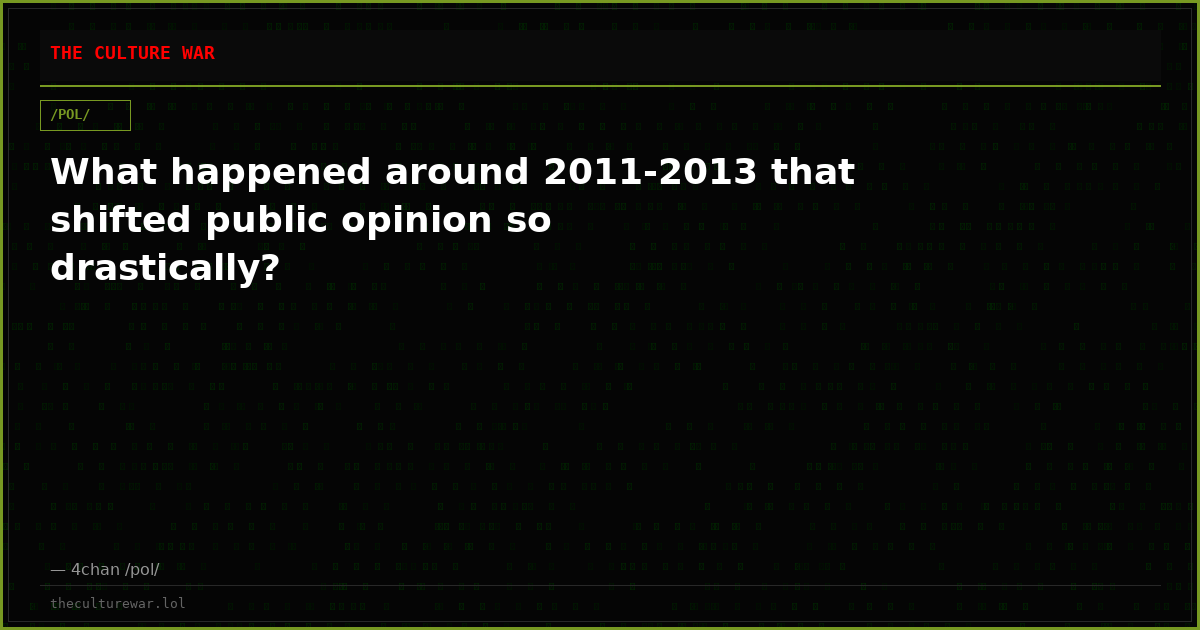 What happened around 2011-2013 that shifted public opinion so drastically?