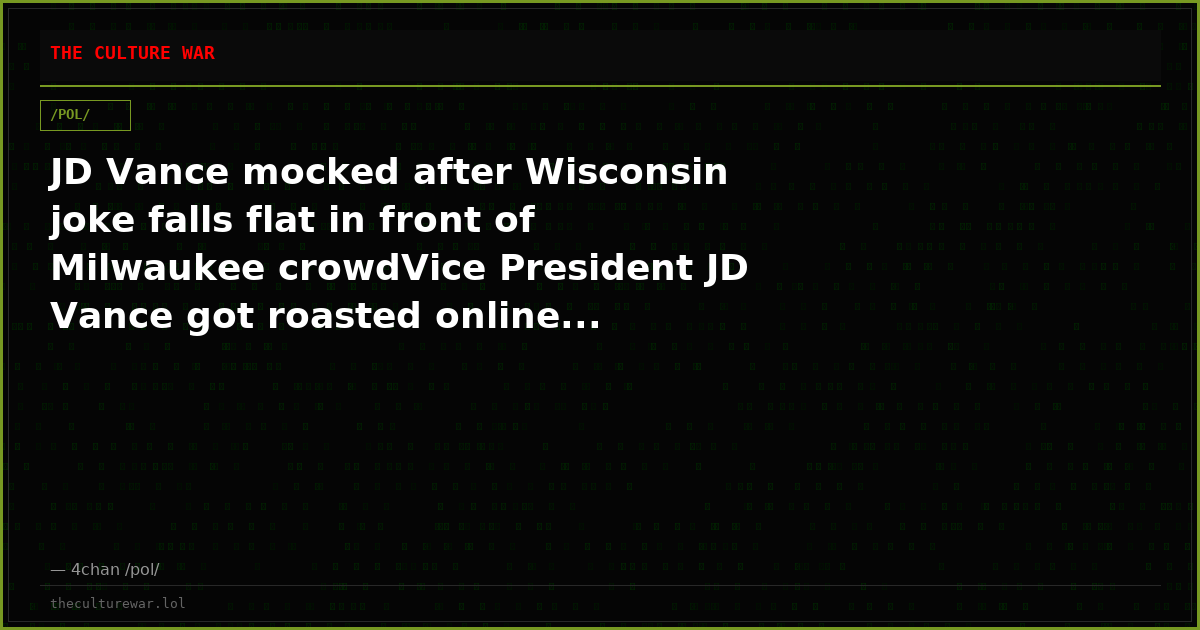 JD Vance mocked after Wisconsin joke falls flat in front of Milwaukee crowdVice President JD Vance got roasted online...
