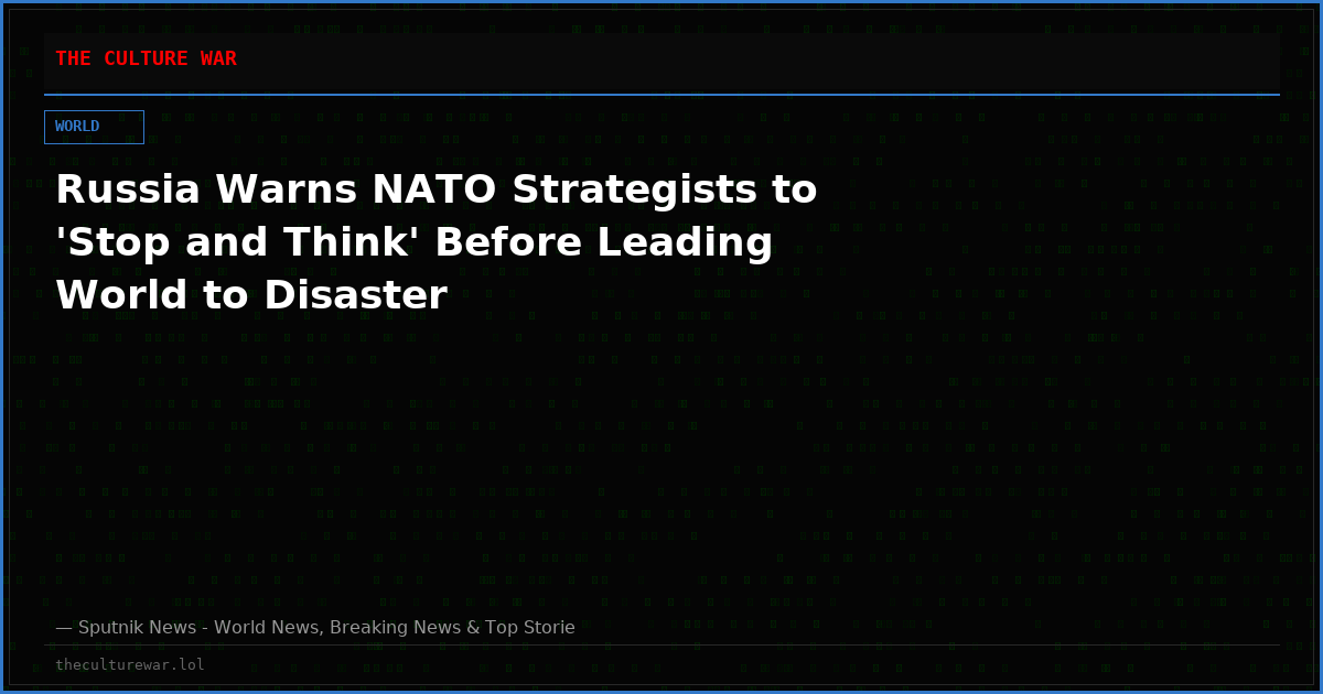 Russia Warns NATO Strategists to 'Stop and Think' Before Leading World to Disaster