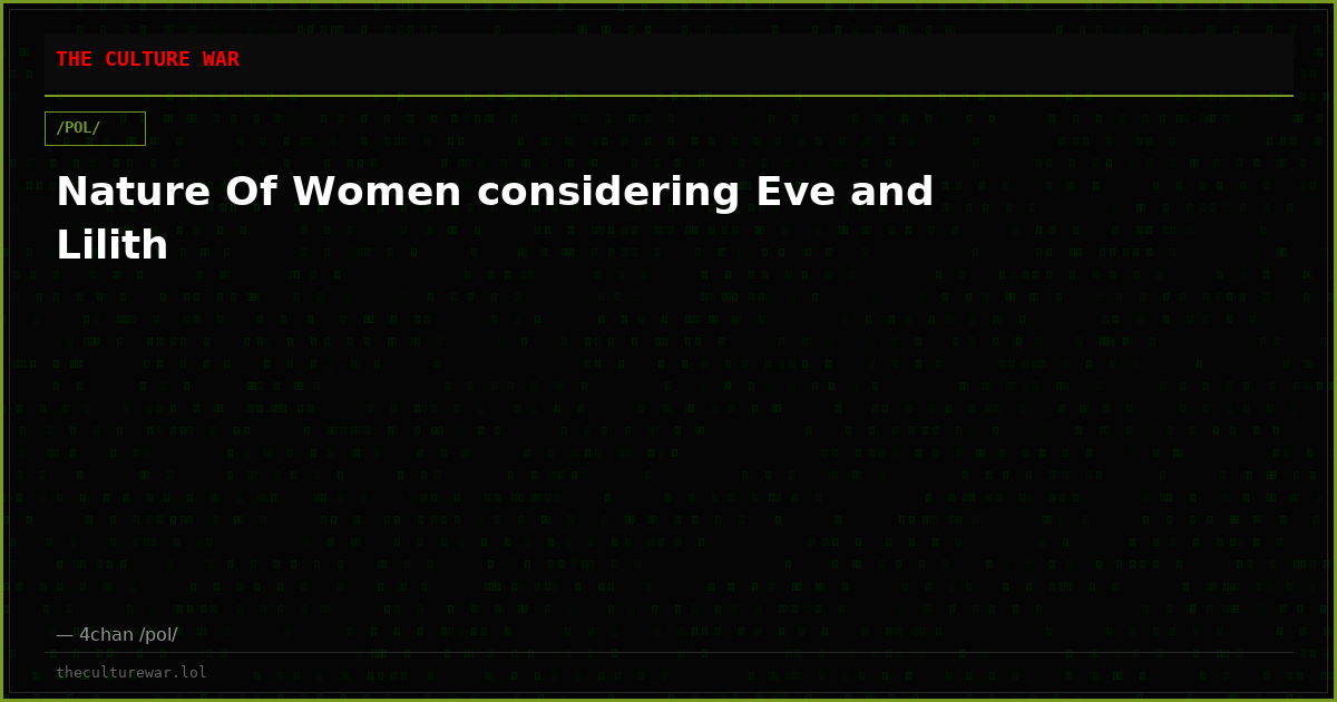 Nature Of Women considering Eve and Lilith