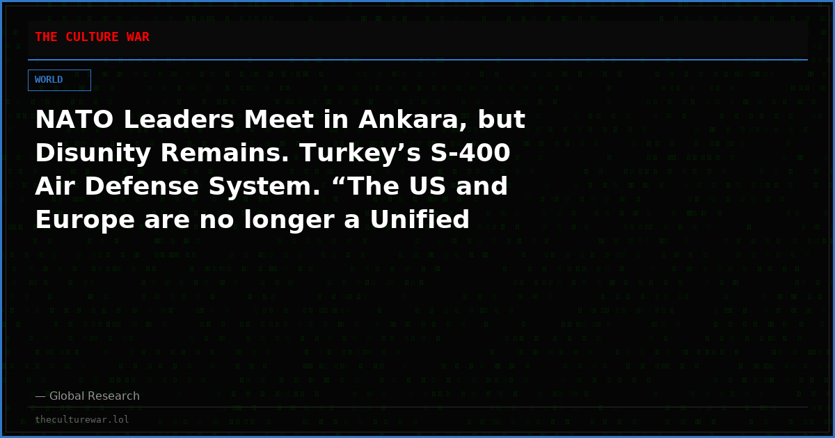 NATO Leaders Meet in Ankara, but Disunity Remains. Turkey’s S-400 Air Defense System. “The US and Europe are no longer a Unified Bloc”