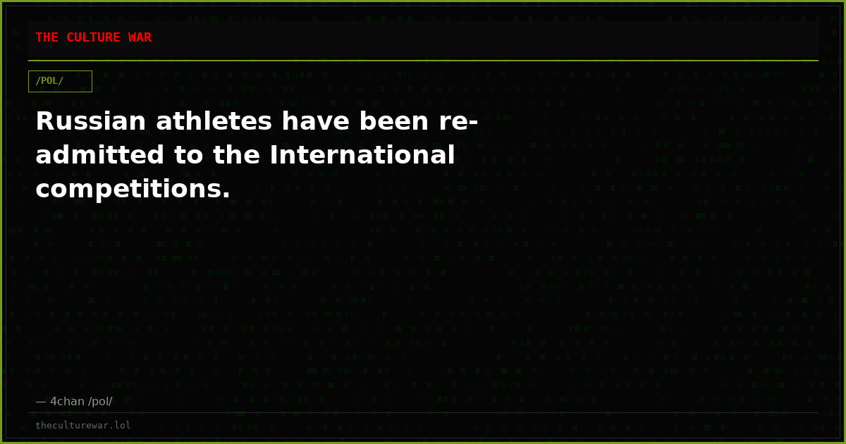 Russian athletes have been re-admitted to the International competitions.
