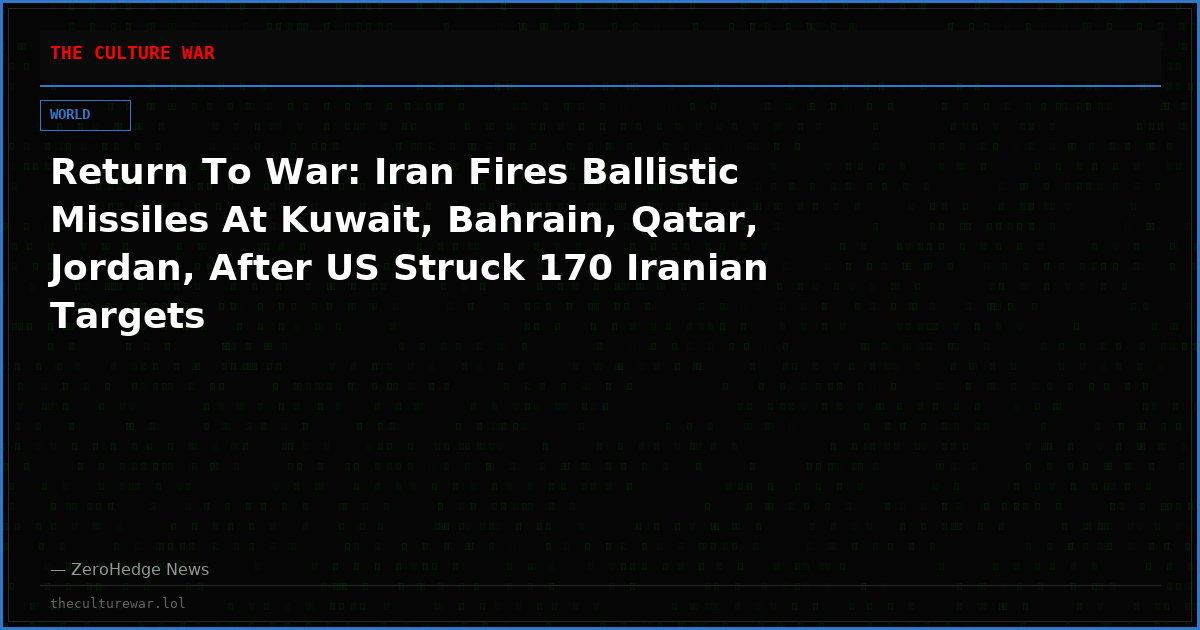 Return To War: Iran Fires Ballistic Missiles At Kuwait, Bahrain, Qatar, Jordan, After US Struck 170 Iranian Targets
