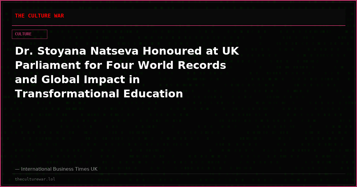 Dr. Stoyana Natseva Honoured at UK Parliament for Four World Records and Global Impact in Transformational Education