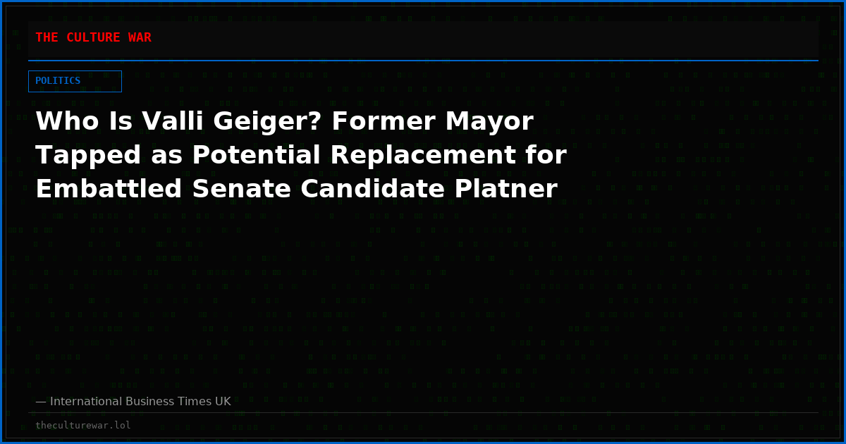 Who Is Valli Geiger? Former Mayor Tapped as Potential Replacement for Embattled Senate Candidate Platner