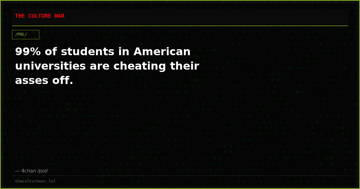 99% of students in American universities are cheating their asses off.