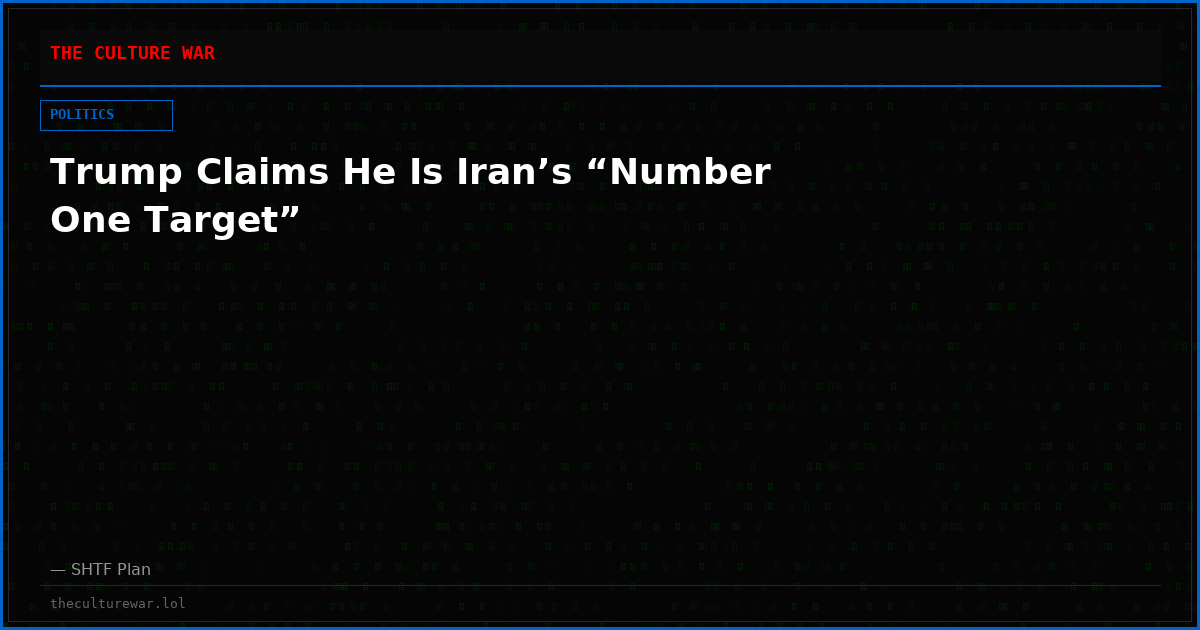 Trump Claims He Is Iran’s “Number One Target”