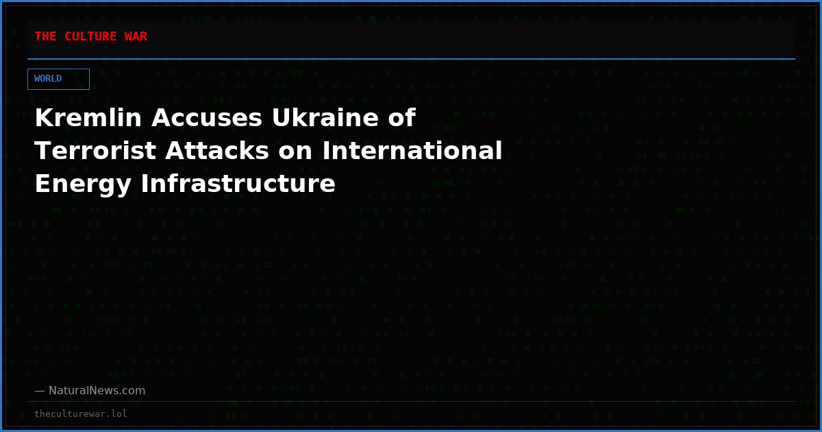 Kremlin Accuses Ukraine of Terrorist Attacks on International Energy Infrastructure