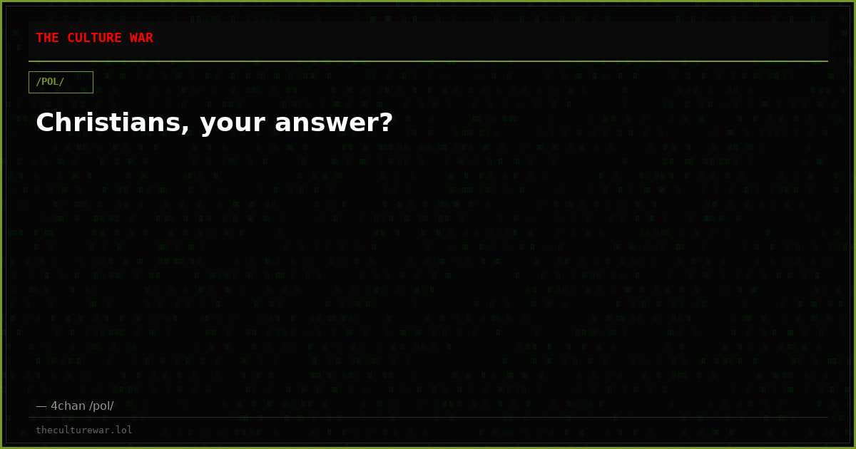 Christians, your answer?