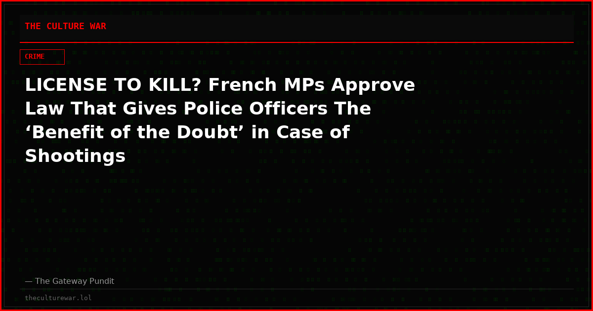 LICENSE TO KILL? French MPs Approve Law That Gives Police Officers The ‘Benefit of the Doubt’ in Case of Shootings