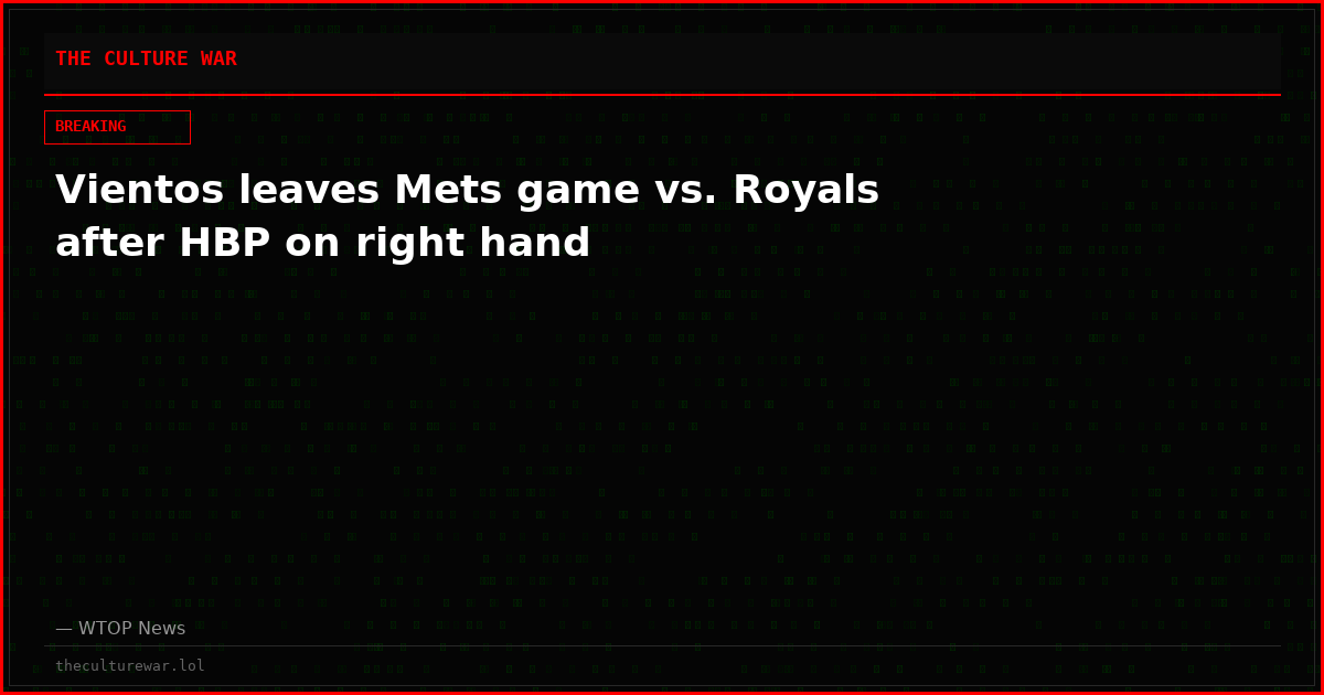 Vientos leaves Mets game vs. Royals after HBP on right hand