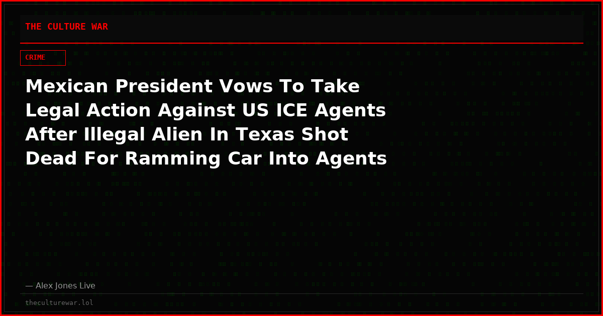 Mexican President Vows To Take Legal Action Against US ICE Agents After Illegal Alien In Texas Shot Dead For Ramming Car Into Agents