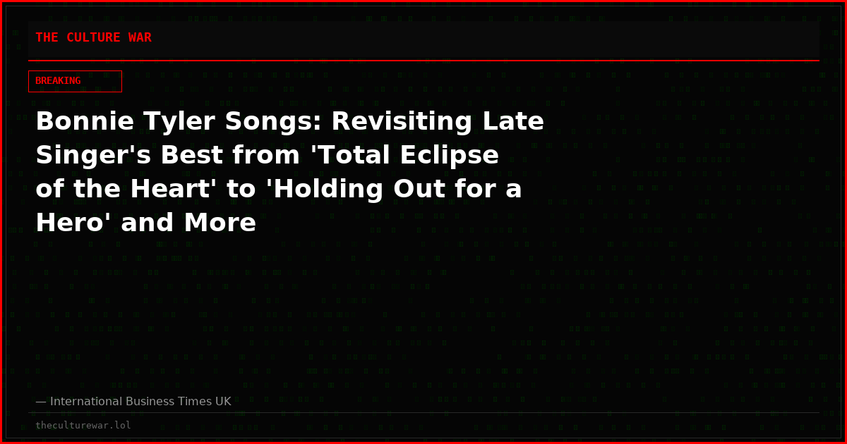 Bonnie Tyler Songs: Revisiting Late Singer's Best from 'Total Eclipse of the Heart' to 'Holding Out for a Hero' and More