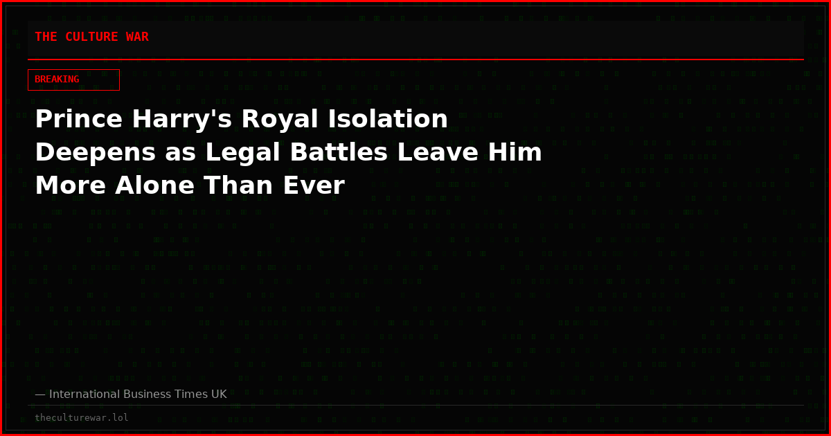Prince Harry's Royal Isolation Deepens as Legal Battles Leave Him More Alone Than Ever