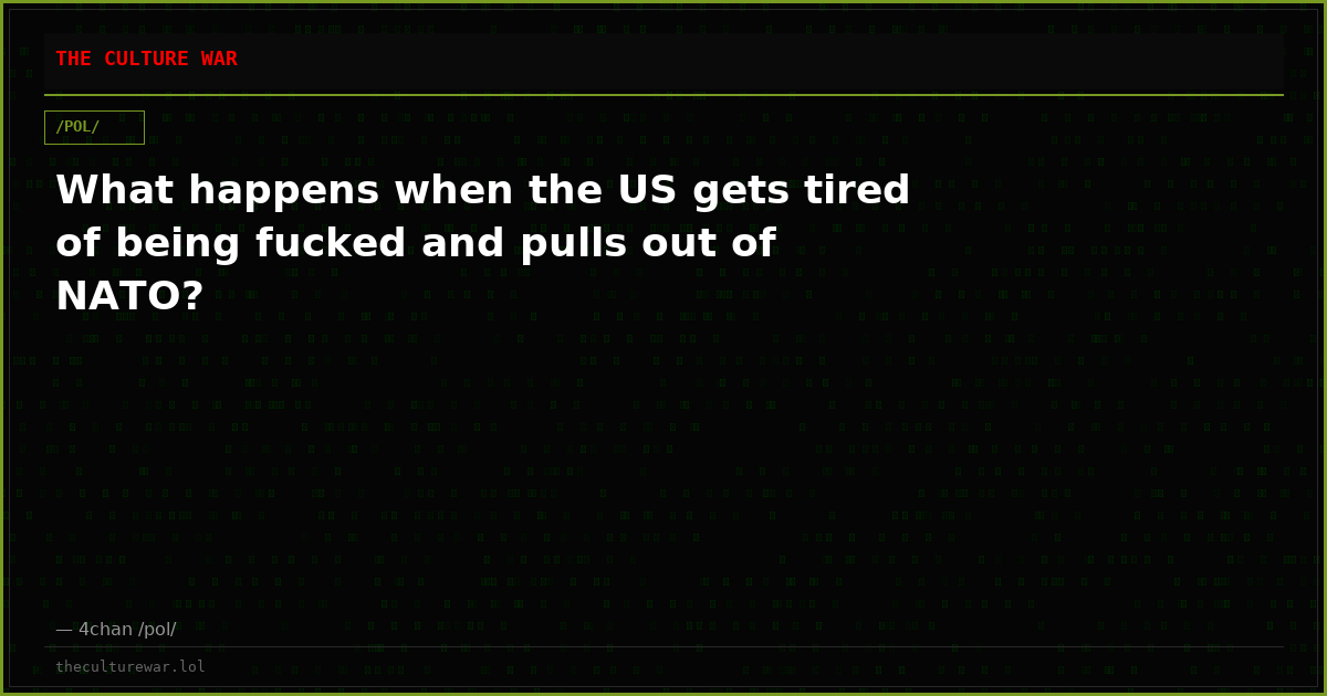 What happens when the US gets tired of being fucked and pulls out of NATO?