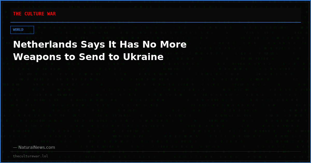 Netherlands Says It Has No More Weapons to Send to Ukraine