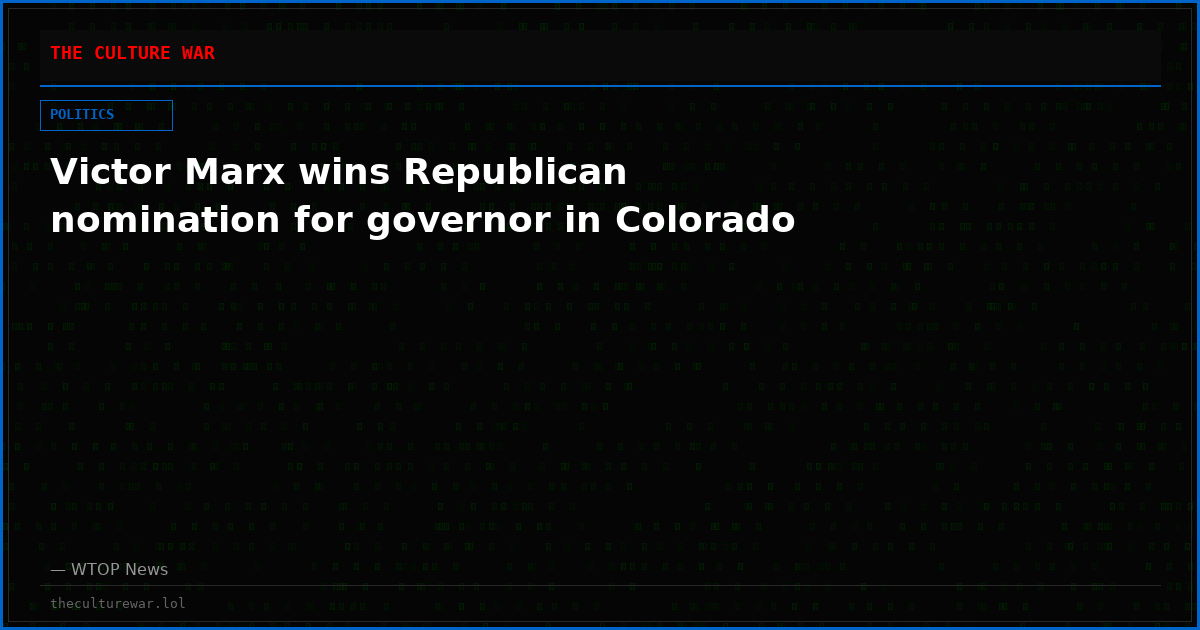 Victor Marx wins Republican nomination for governor in Colorado