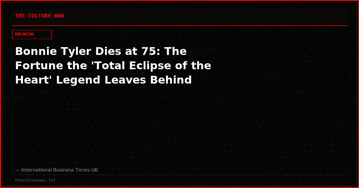 Bonnie Tyler Dies at 75: The Fortune the 'Total Eclipse of the Heart' Legend Leaves Behind