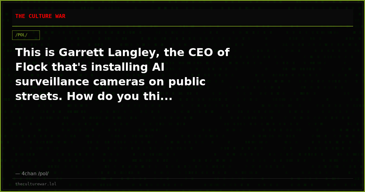 This is Garrett Langley, the CEO of Flock that's installing AI surveillance cameras on public streets. How do you thi...