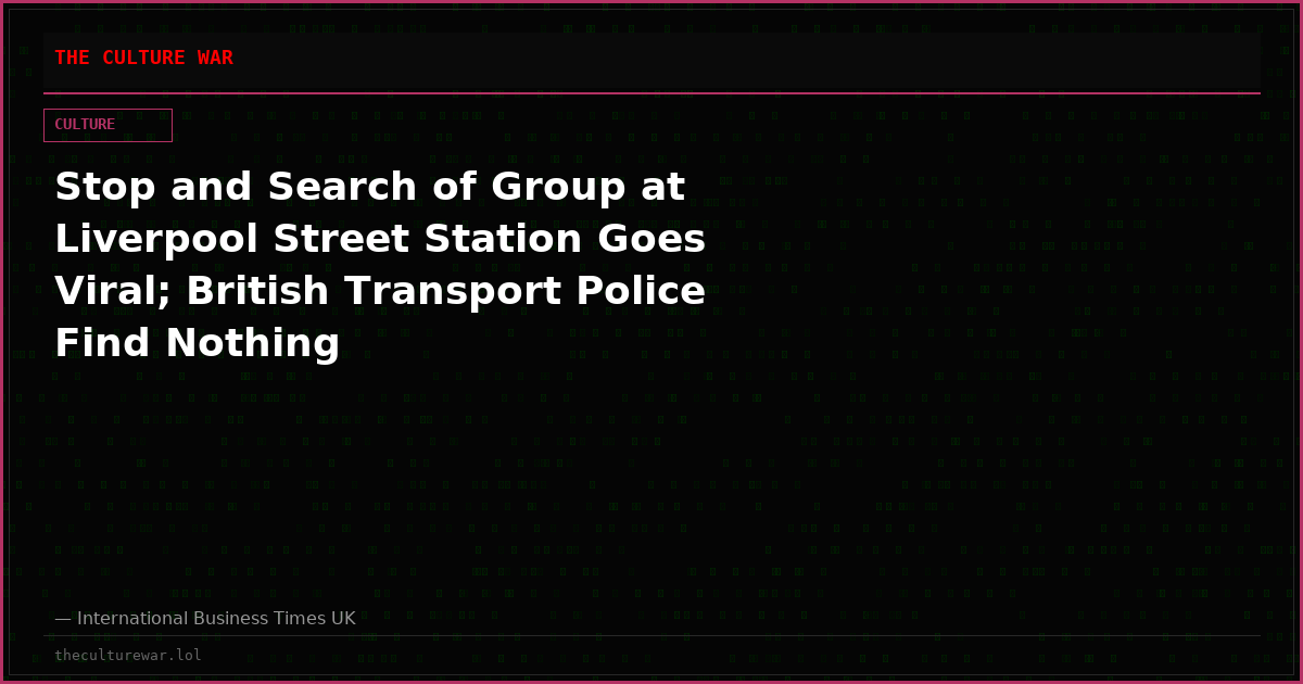 Stop and Search of Group at Liverpool Street Station Goes Viral; British Transport Police Find Nothing