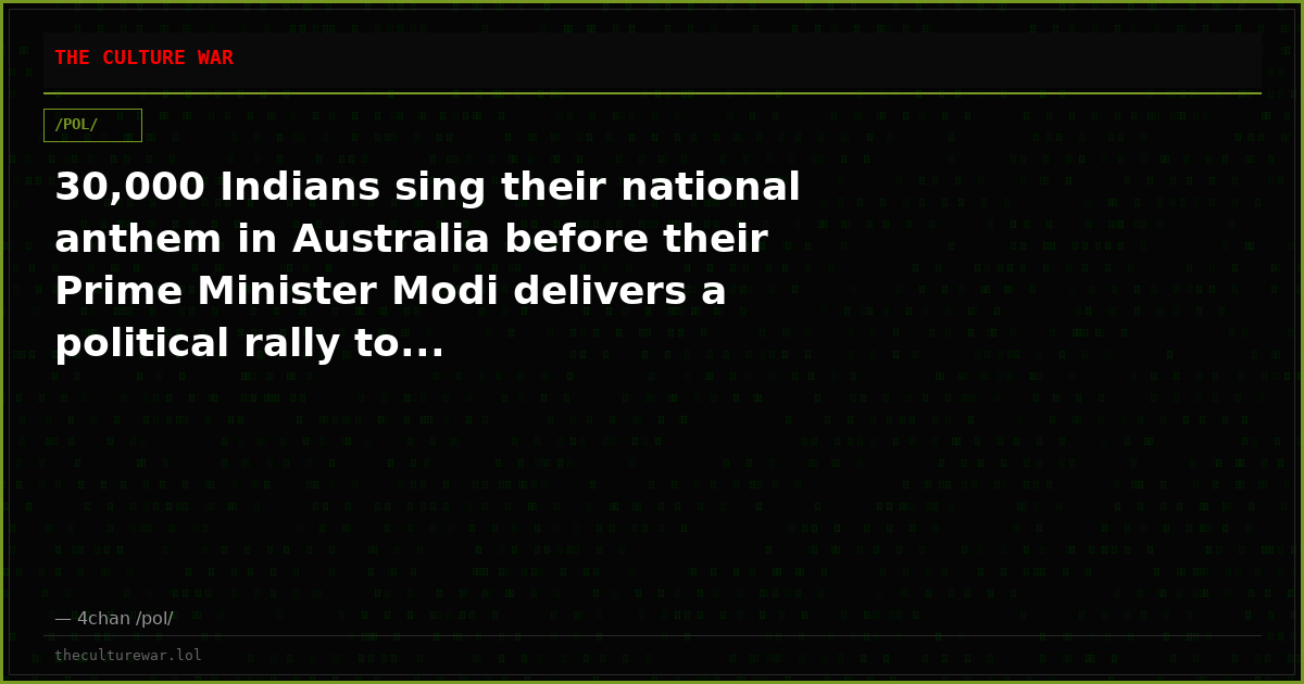 30,000 Indians sing their national anthem in Australia before their Prime Minister Modi delivers a political rally to...