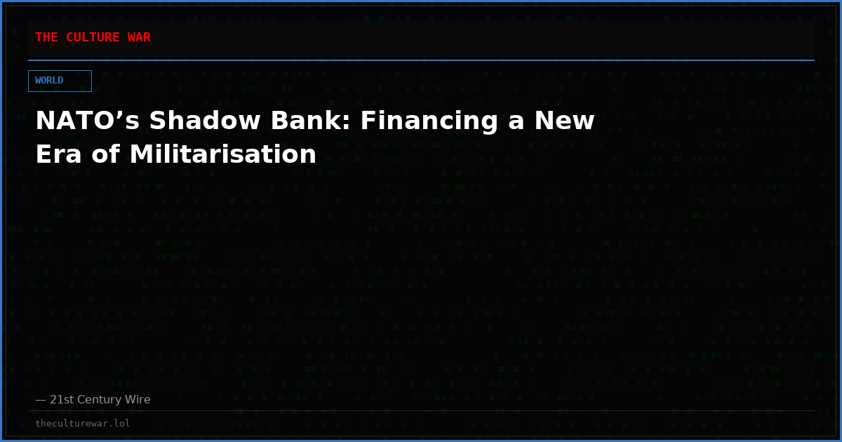 NATO’s Shadow Bank: Financing a New Era of Militarisation