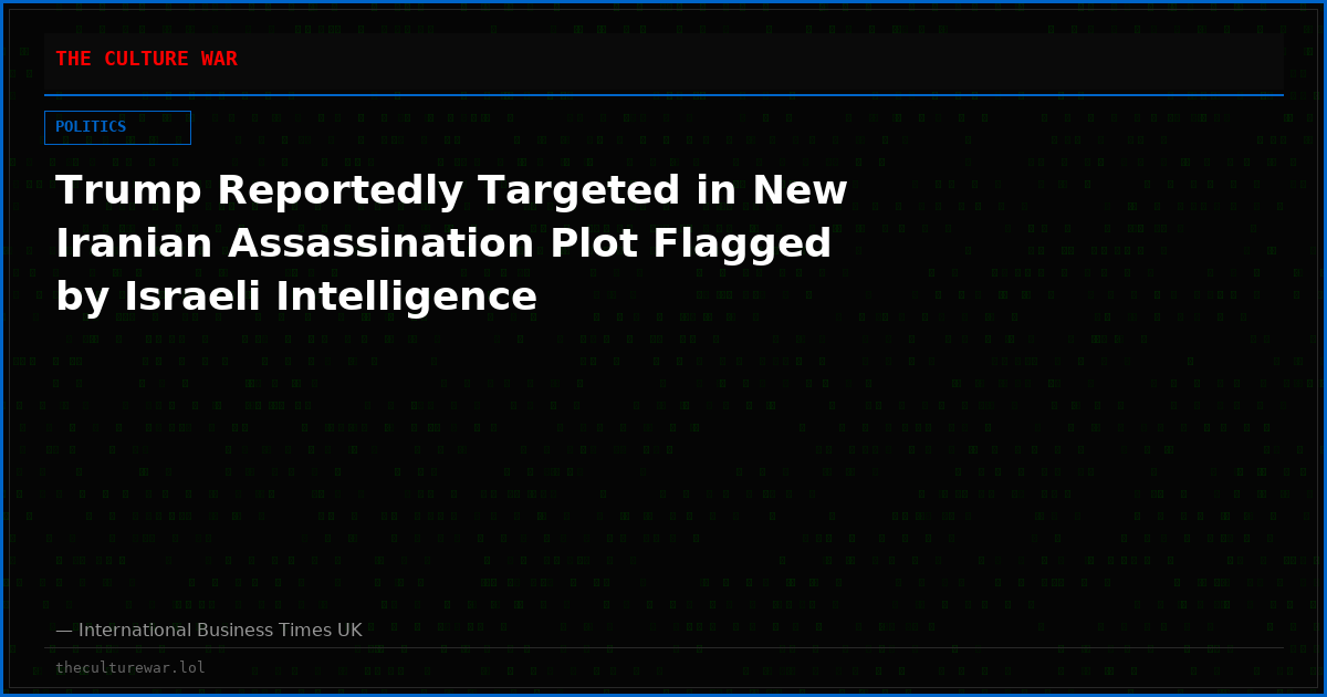 Trump Reportedly Targeted in New Iranian Assassination Plot Flagged by Israeli Intelligence