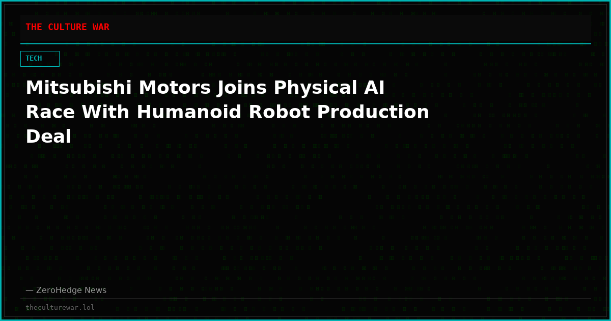 Mitsubishi Motors Joins Physical AI Race With Humanoid Robot Production Deal