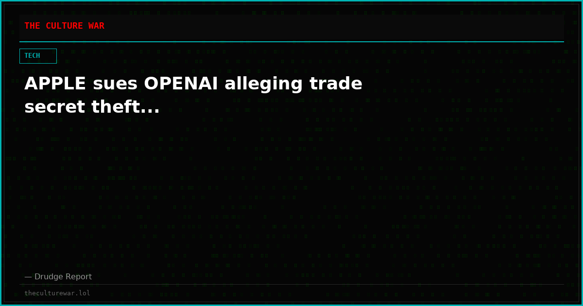 APPLE sues OPENAI alleging trade secret theft...