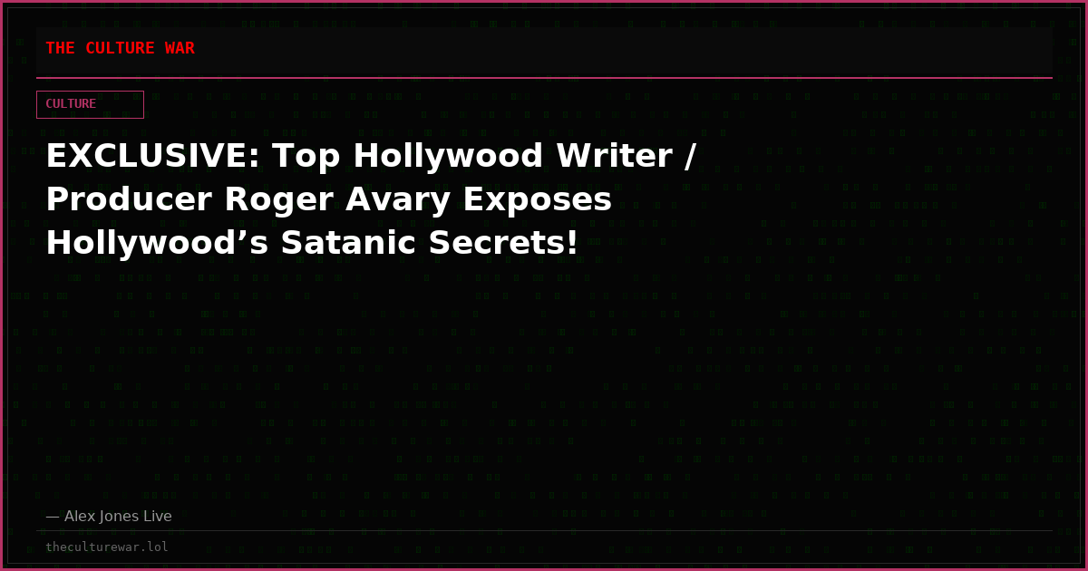 EXCLUSIVE: Top Hollywood Writer / Producer Roger Avary Exposes Hollywood’s Satanic Secrets!