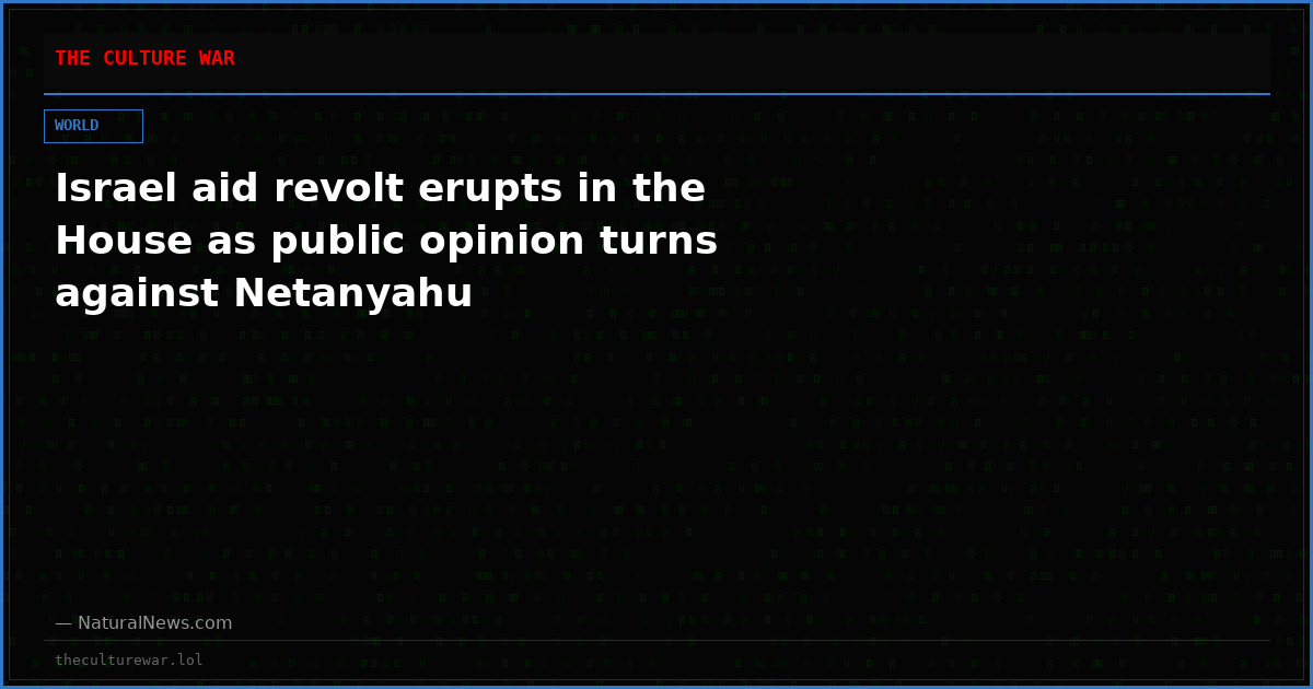 Israel aid revolt erupts in the House as public opinion turns against Netanyahu