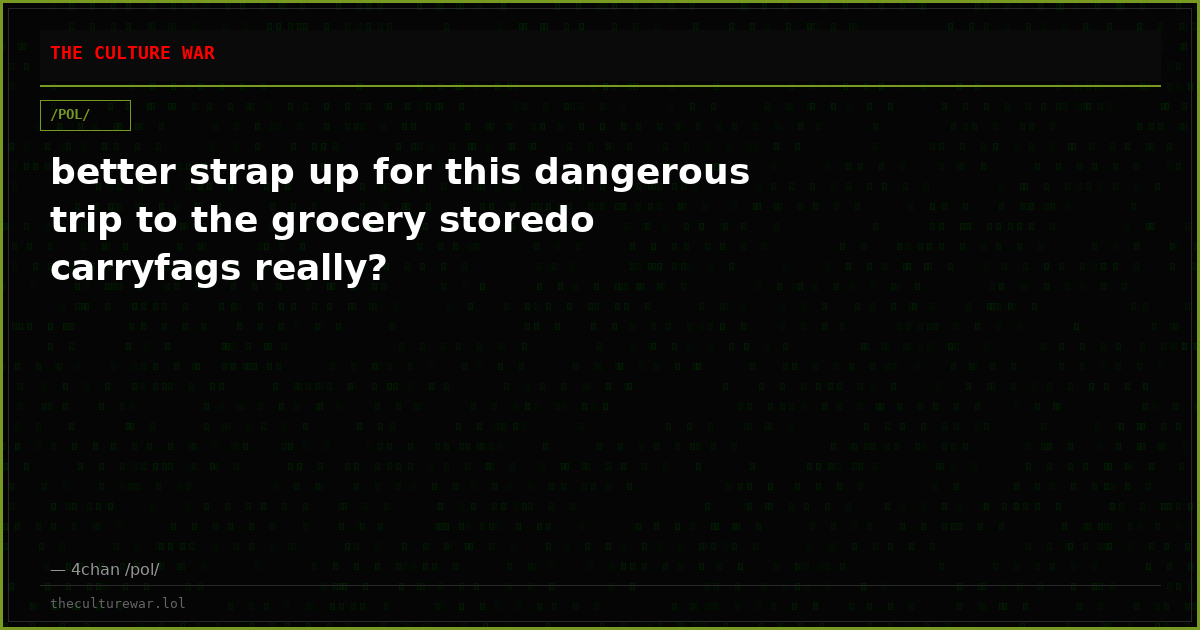 better strap up for this dangerous trip to the grocery storedo carryfags really?