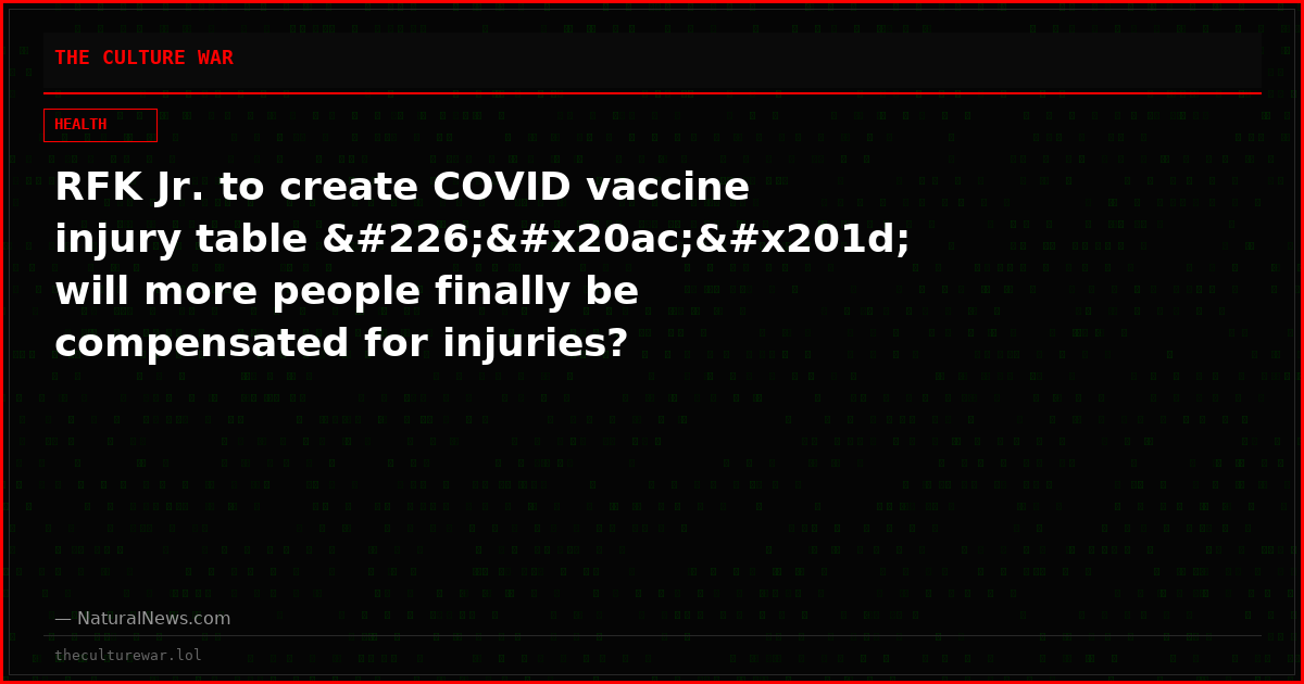 RFK Jr. to create COVID vaccine injury table â€” will more people finally be compensated for injuries?