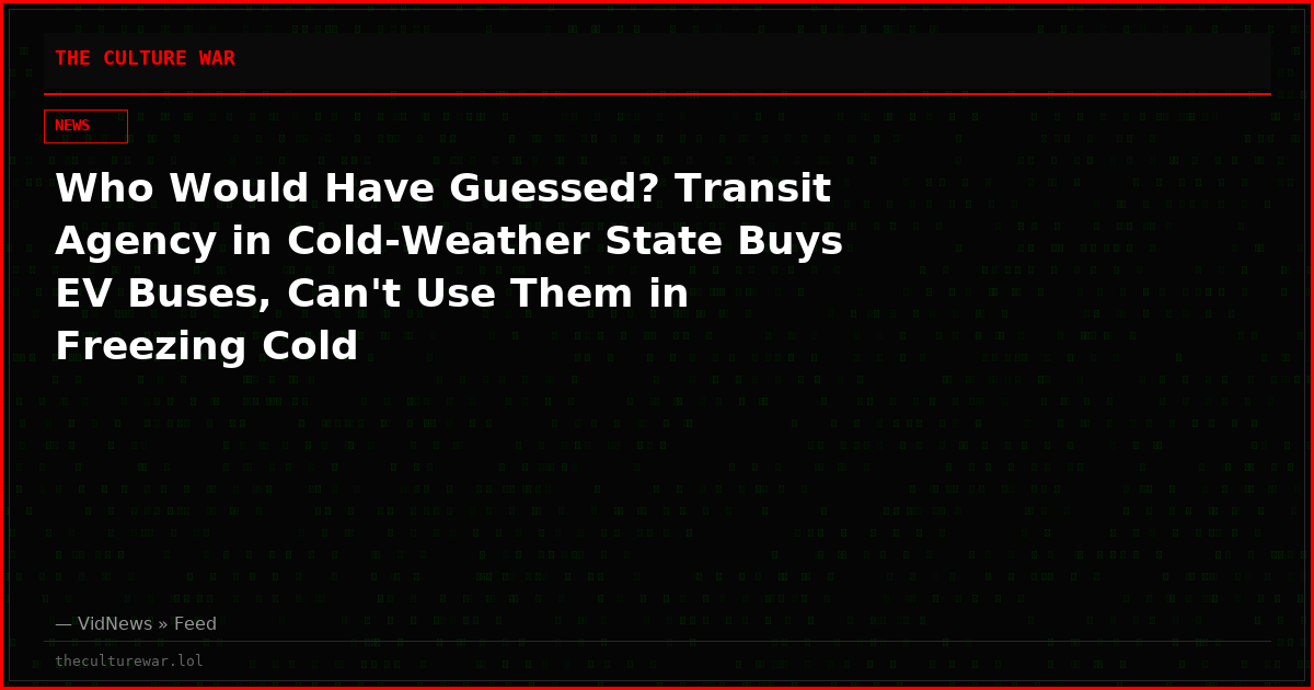Who Would Have Guessed? Transit Agency in Cold-Weather State Buys EV Buses, Can't Use Them in Freezing Cold