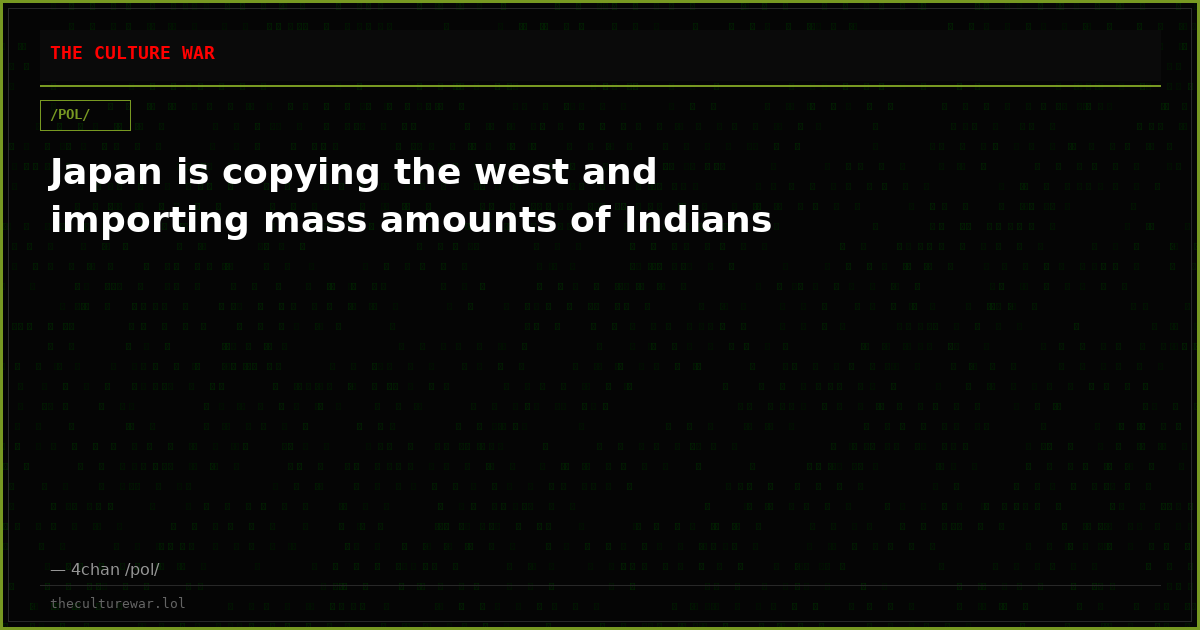 Japan is copying the west and importing mass amounts of Indians
