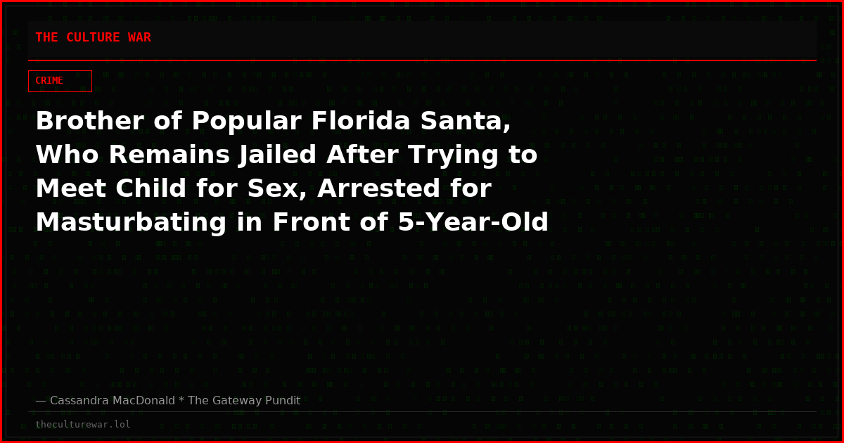 Brother of Popular Florida Santa, Who Remains Jailed After Trying to Meet Child for Sex, Arrested for Masturbating in Front of 5-Year-Old Girl at Walmart (VIDEO)