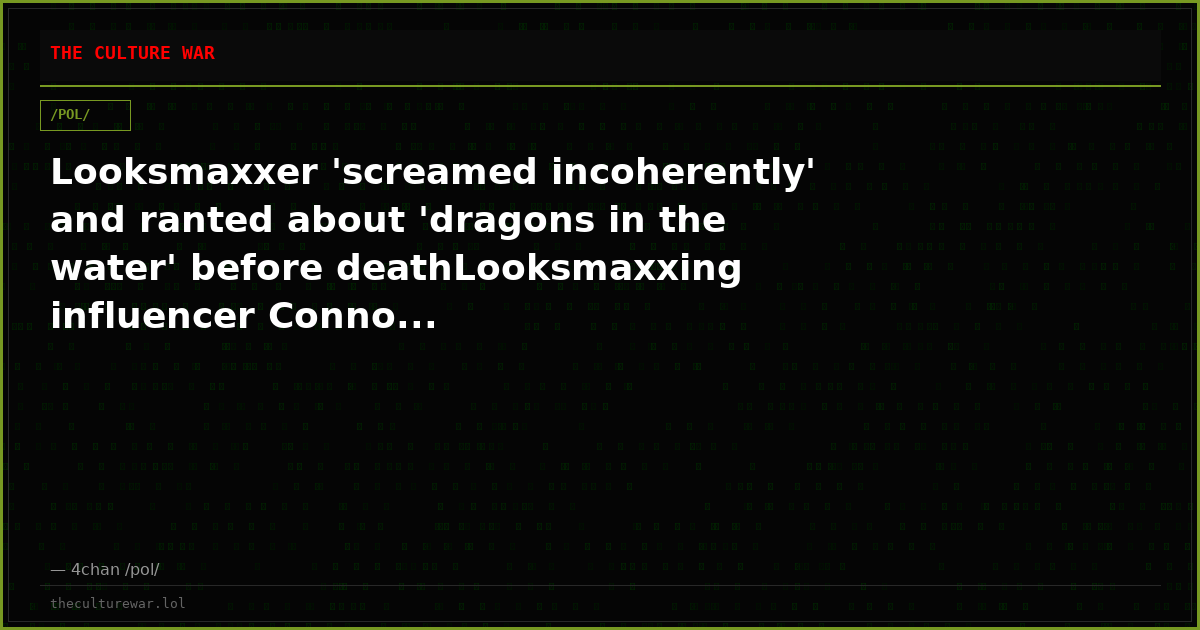 Looksmaxxer 'screamed incoherently' and ranted about 'dragons in the water' before deathLooksmaxxing influencer Conno...